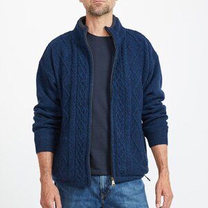 Aran Crafts ‎Men's Windpr‎oof Aran Styl‎e J‎ac‎ket‎ in Nightshade Blue Medium